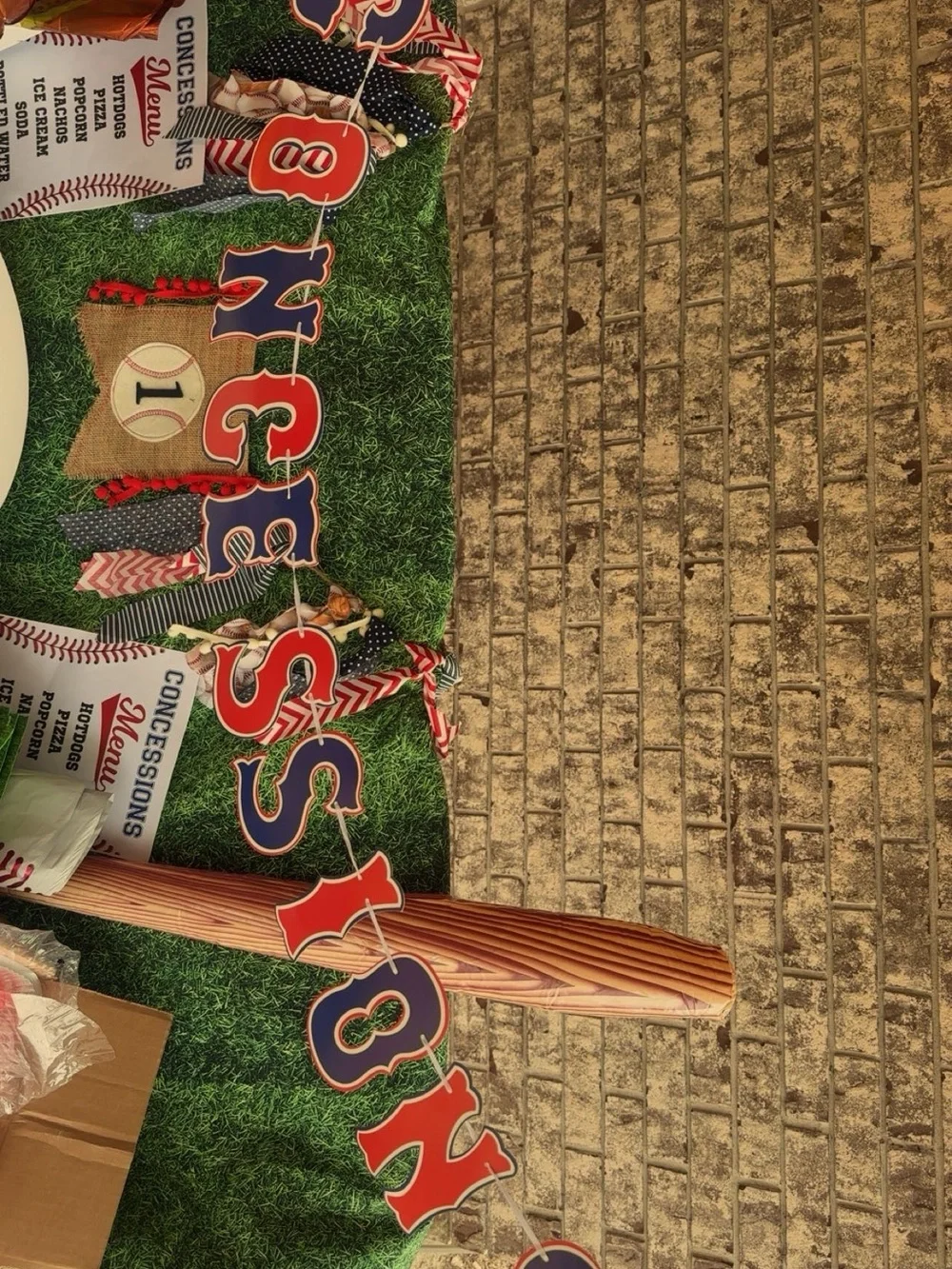 Baseball Party Wooden Display Stand - White